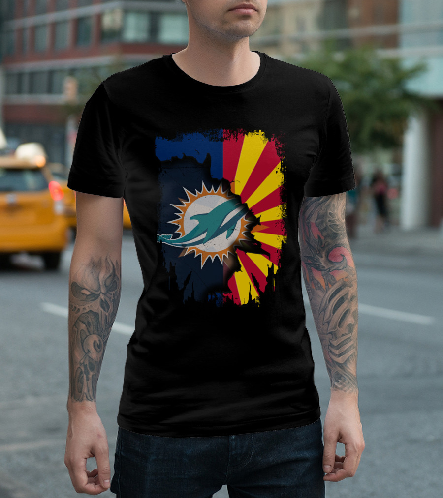 Miami Dolphins Arizona Flag Fusion T-Shirt