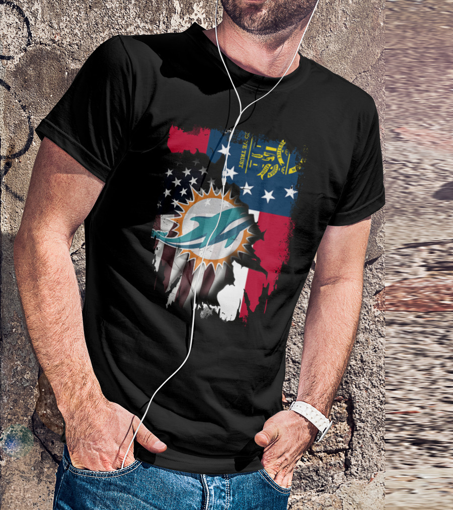 Georgia Flag Dolphins Uniting Together T-Shirt