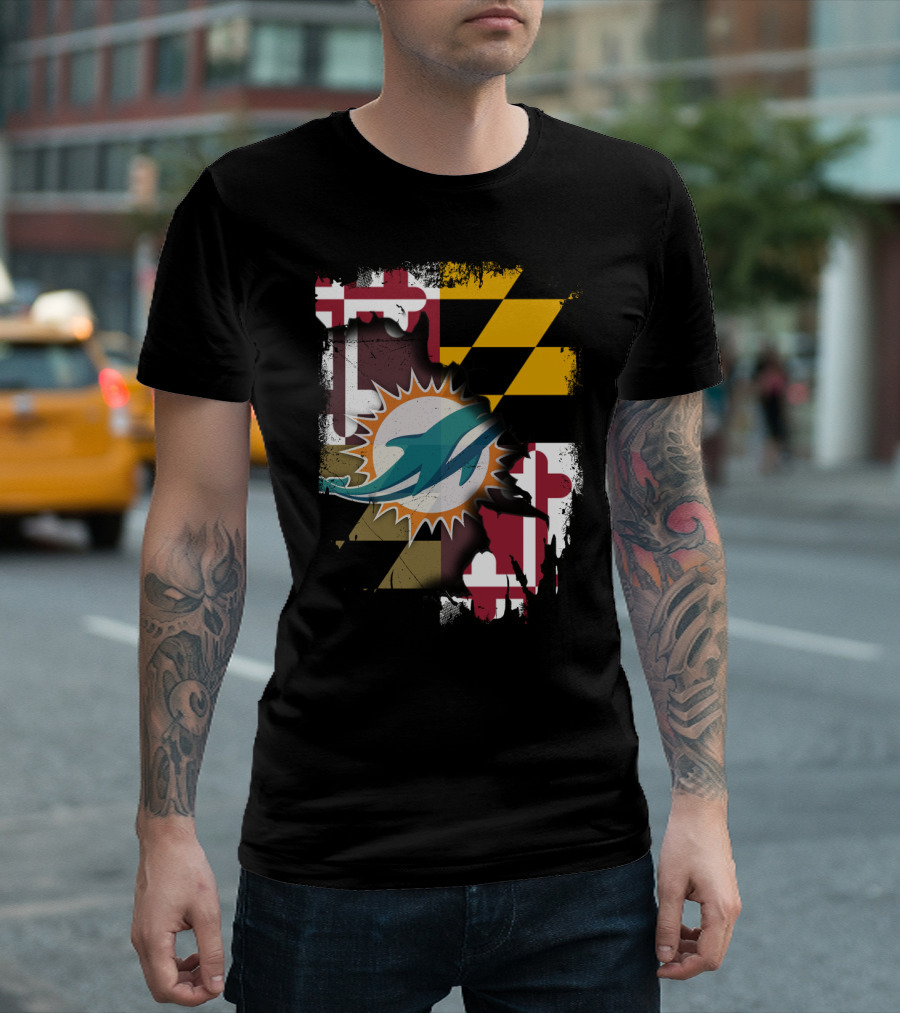 Together Maryland Dolphins Maryland Flag Fusion T-Shirt
