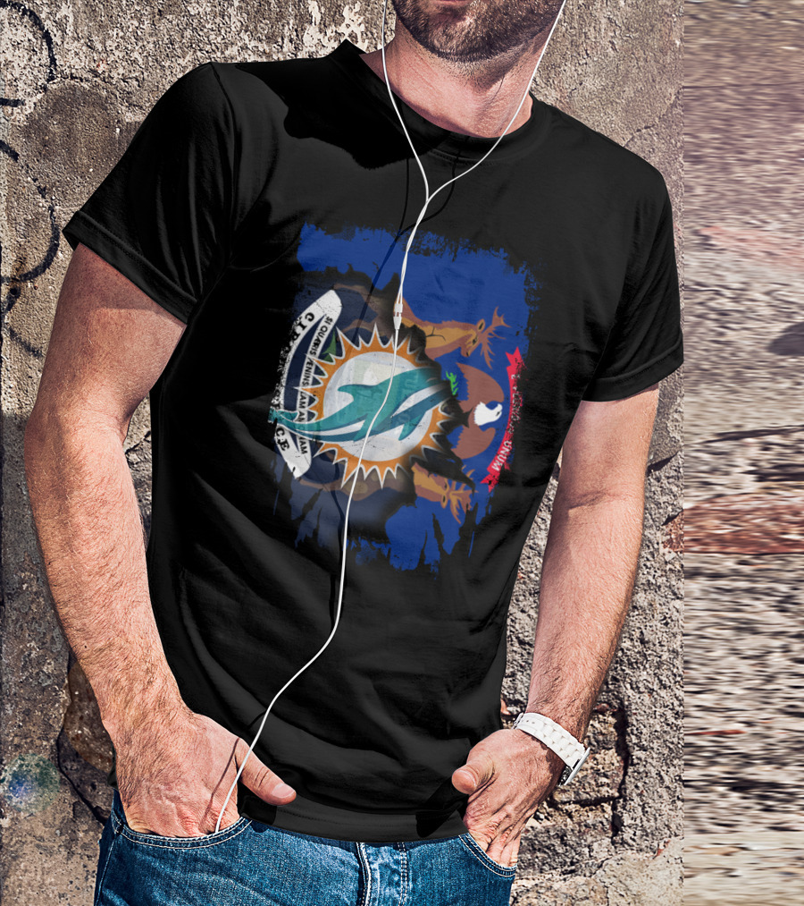 Together Michigan Dolphins With Seal And Crest Elements T-Shirt