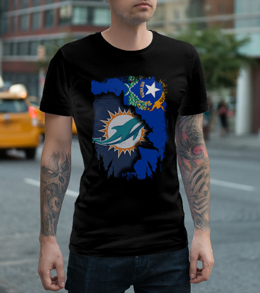 Nevada Dolphins Logo Fusion with State Flag T-Shirt