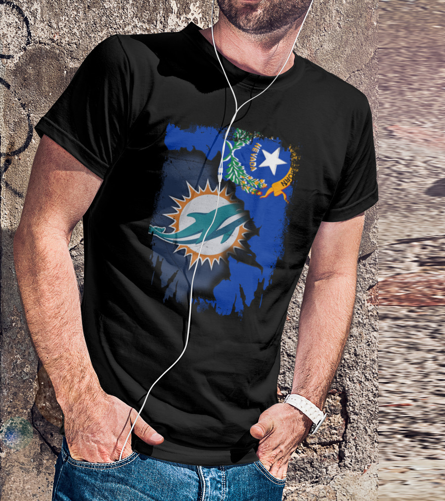Nevada Dolphins Logo Fusion With State Flag T-Shirt