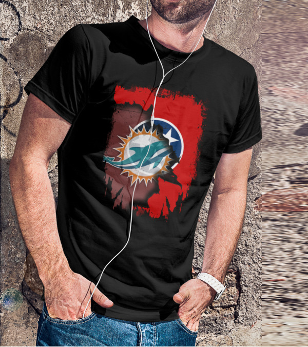 Miami Dolphins And Tennessee State Unity Fusion T-Shirt