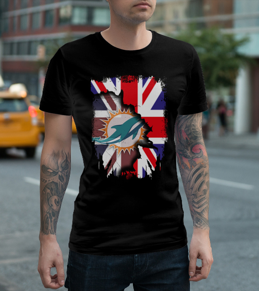 United Kingdom and Miami Dolphins Union Flag Fusion T-Shirt