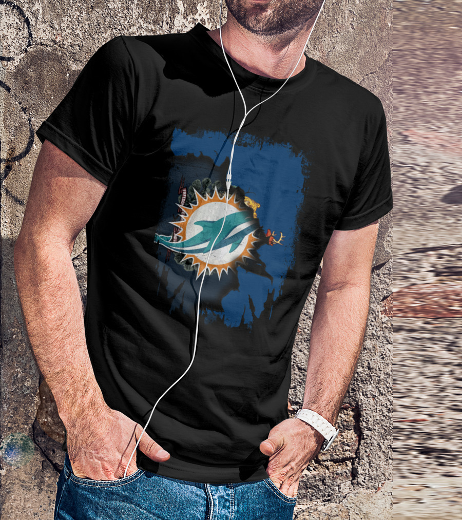 Together Vermont Miami Dolphins Logo Overlay T-Shirt
