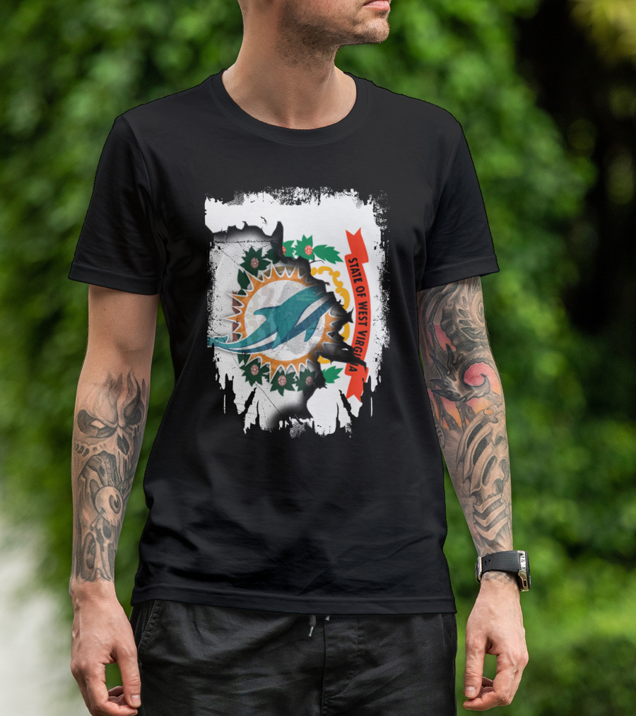 State Of West Virginia Dolphins Logo Fusion T-Shirt