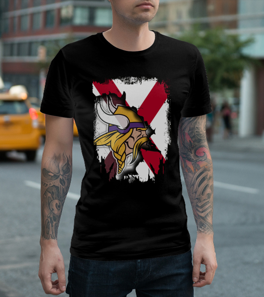 Alabama Vikings United with Crossed Flag T-Shirt