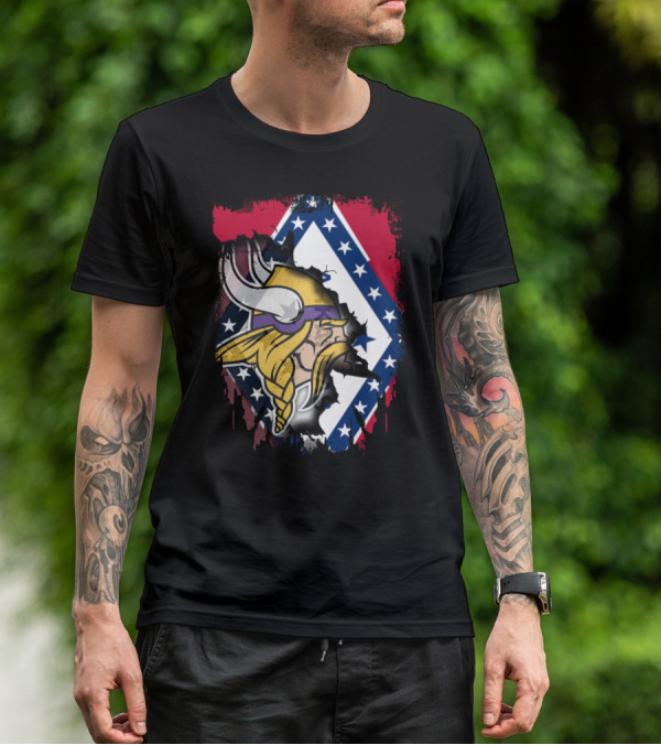 Arkansas Pride With Vikings Warrior And Flag T-Shirt