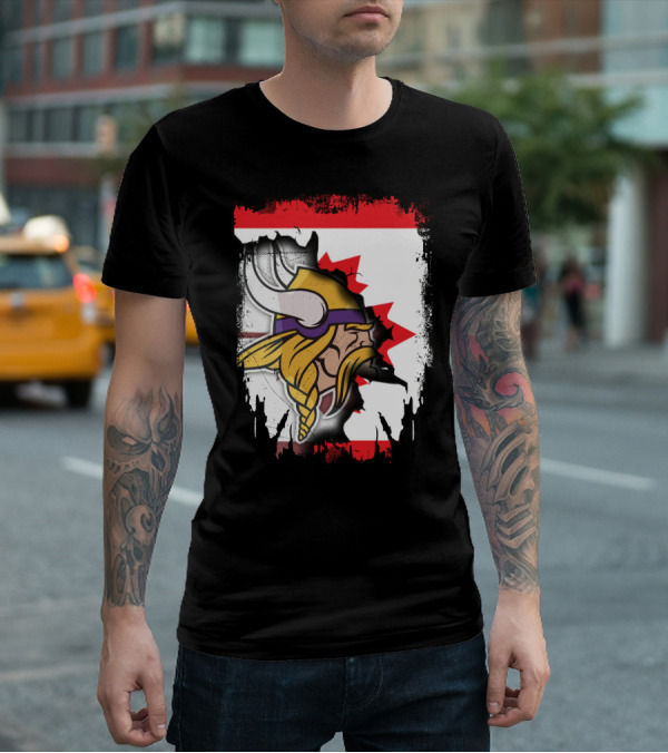 Minnesota Vikings And Canada Fusion Flag T-Shirt