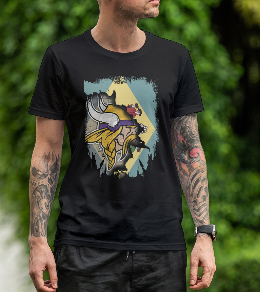 Together Delaware Viking Helmet Overlapping State Flag And Historical Figures T-Shirt