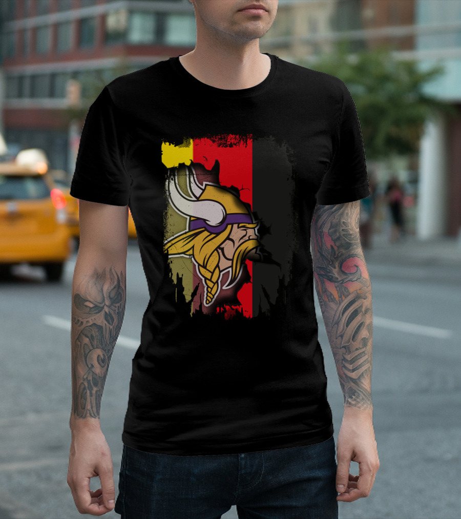 Together Germany With Vikings Logo And Flag Fusion T-Shirt