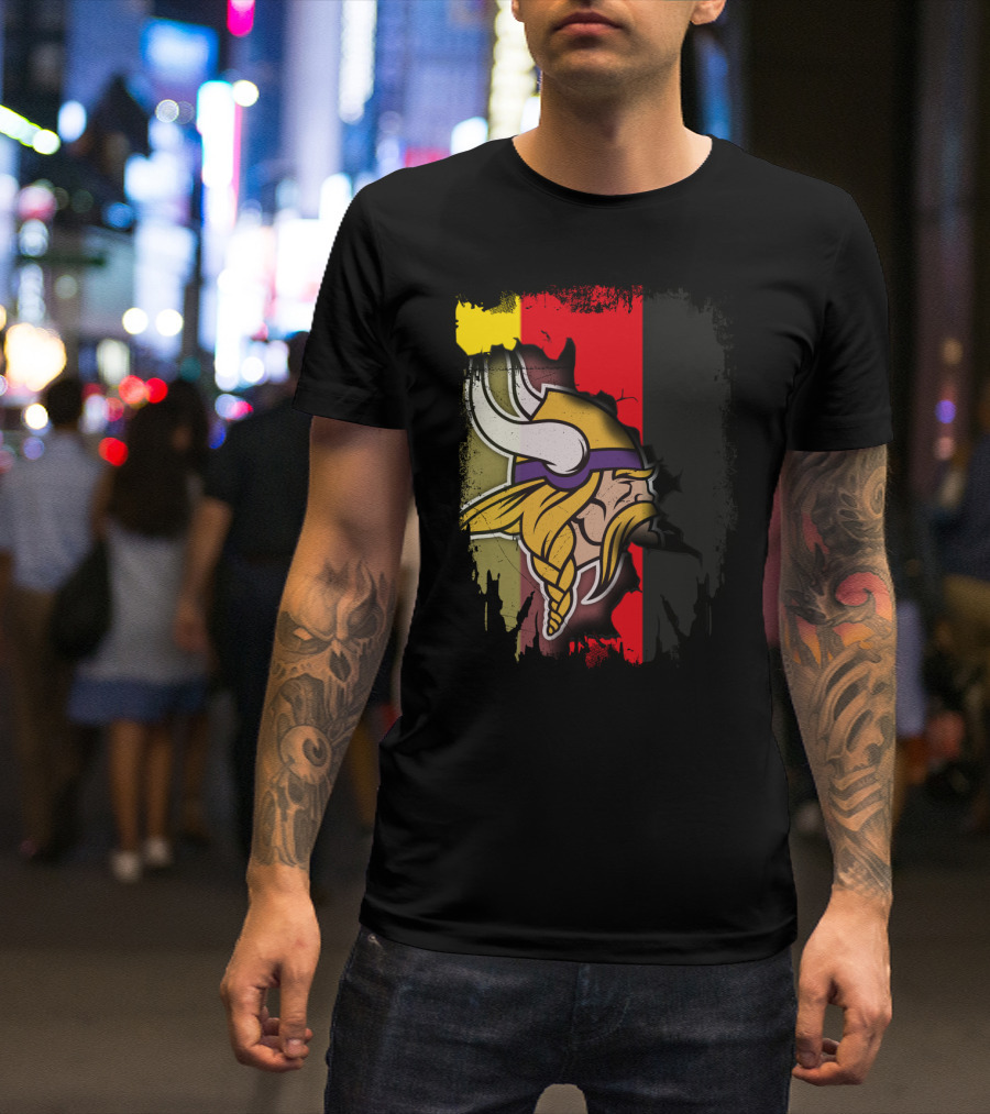 Together Germany With Vikings Logo And Flag Fusion T-Shirt