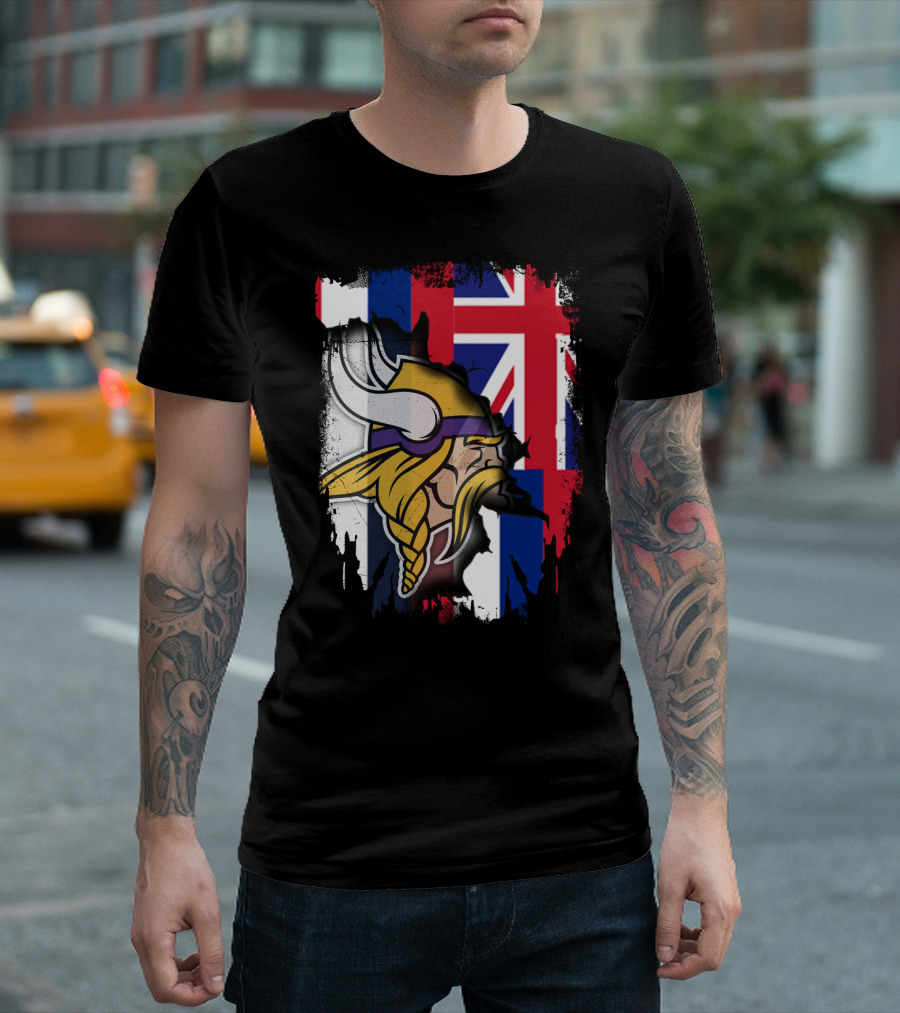 Hawaii Union Jack With Vikings Head T-Shirt