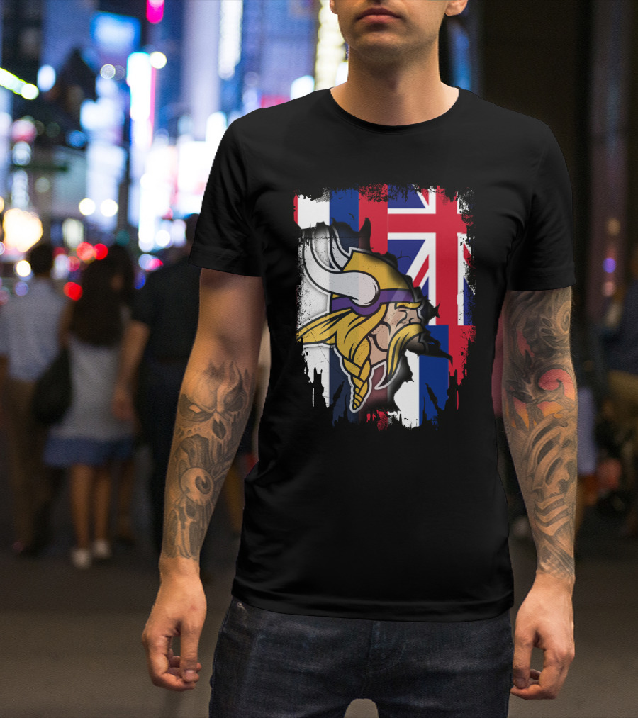 Hawaii Union Jack With Vikings Head T-Shirt