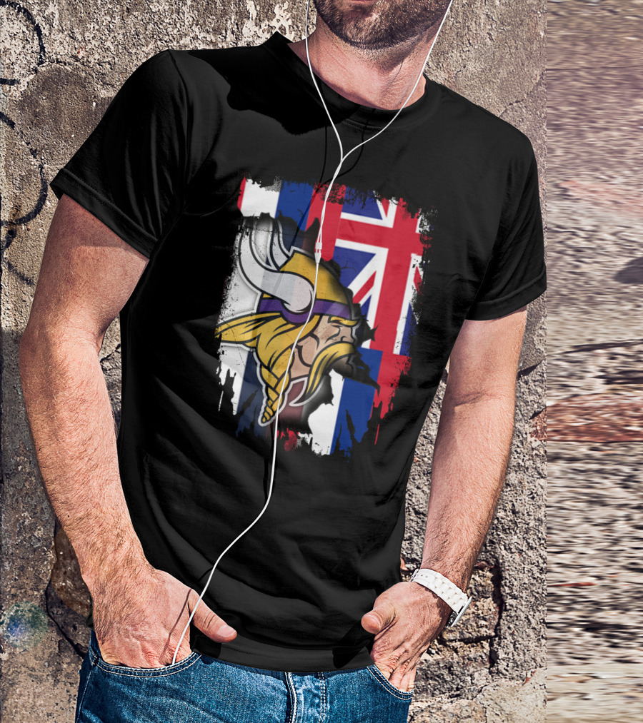 Hawaii Union Jack With Vikings Head T-Shirt