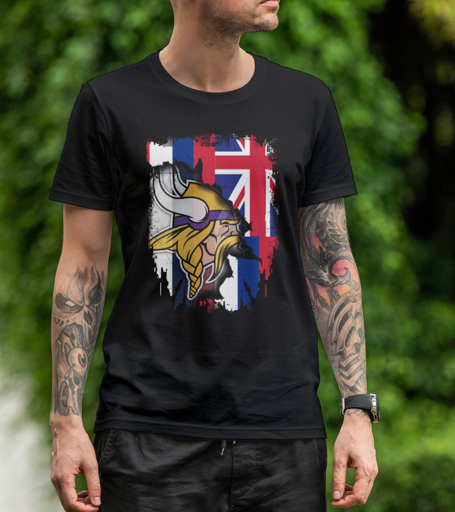 Hawaii Union Jack With Vikings Head T-Shirt