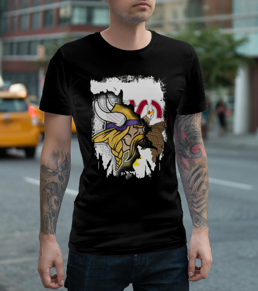 Illinois State Seal With Vikings Helmet Profile T-Shirt