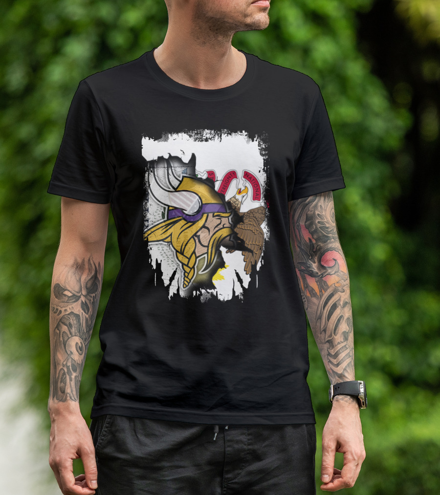 Illinois State Seal With Vikings Helmet Profile T-Shirt