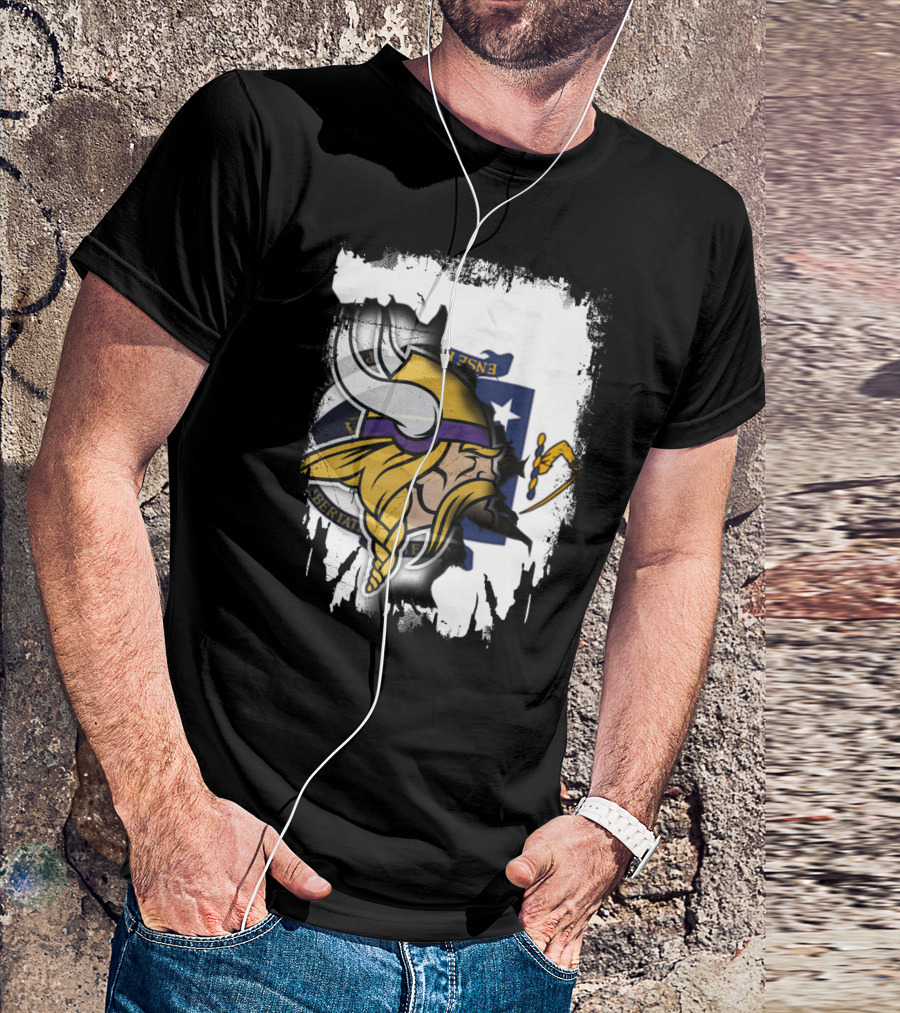 Massachusetts Viking Head State Flag Mashup T-Shirt