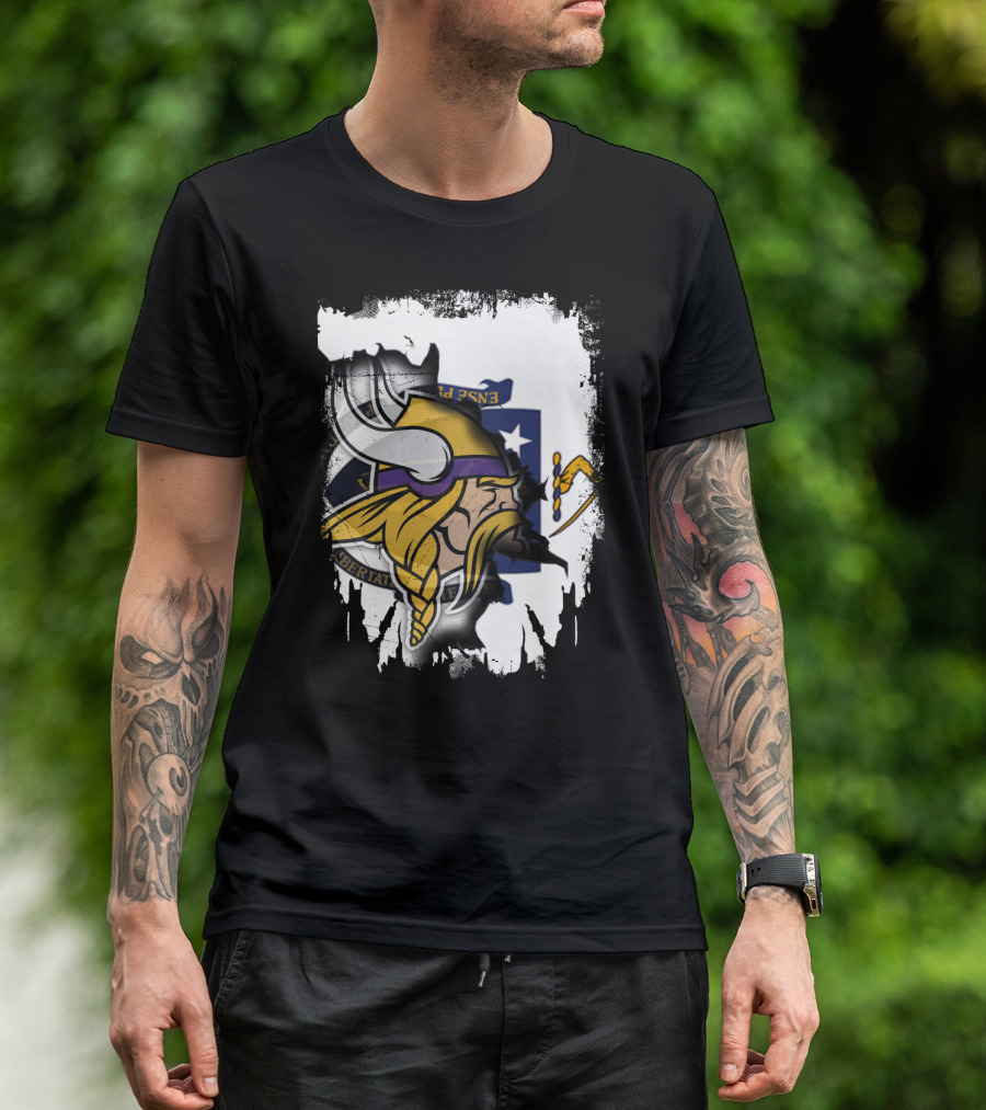 Massachusetts Viking Head State Flag Mashup T-Shirt