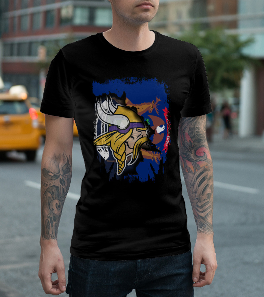 Michigan Together Vikings Norse Emblem Motif T-Shirt