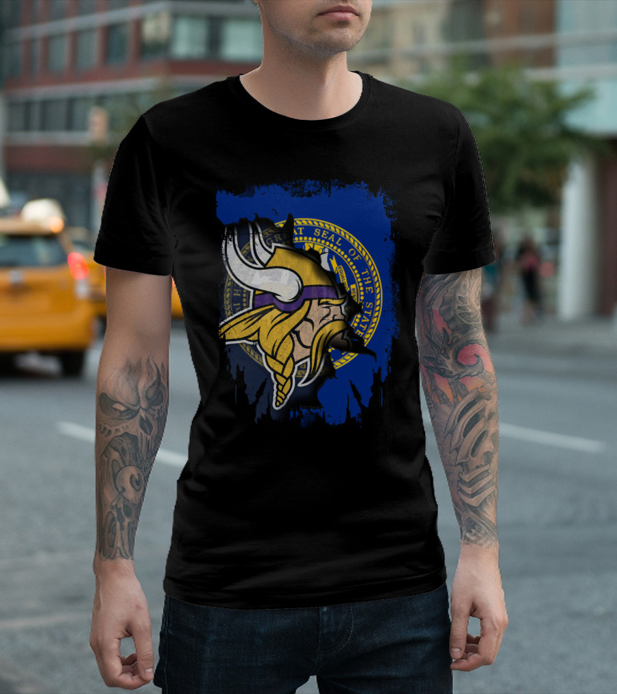 Together Nebraska Seal With Vikings Helmet T-Shirt
