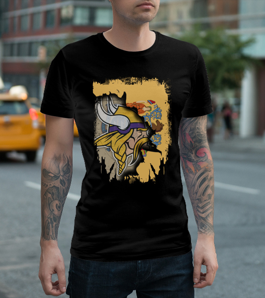 New Jersey State Emblem Merged With Vikings T-Shirt