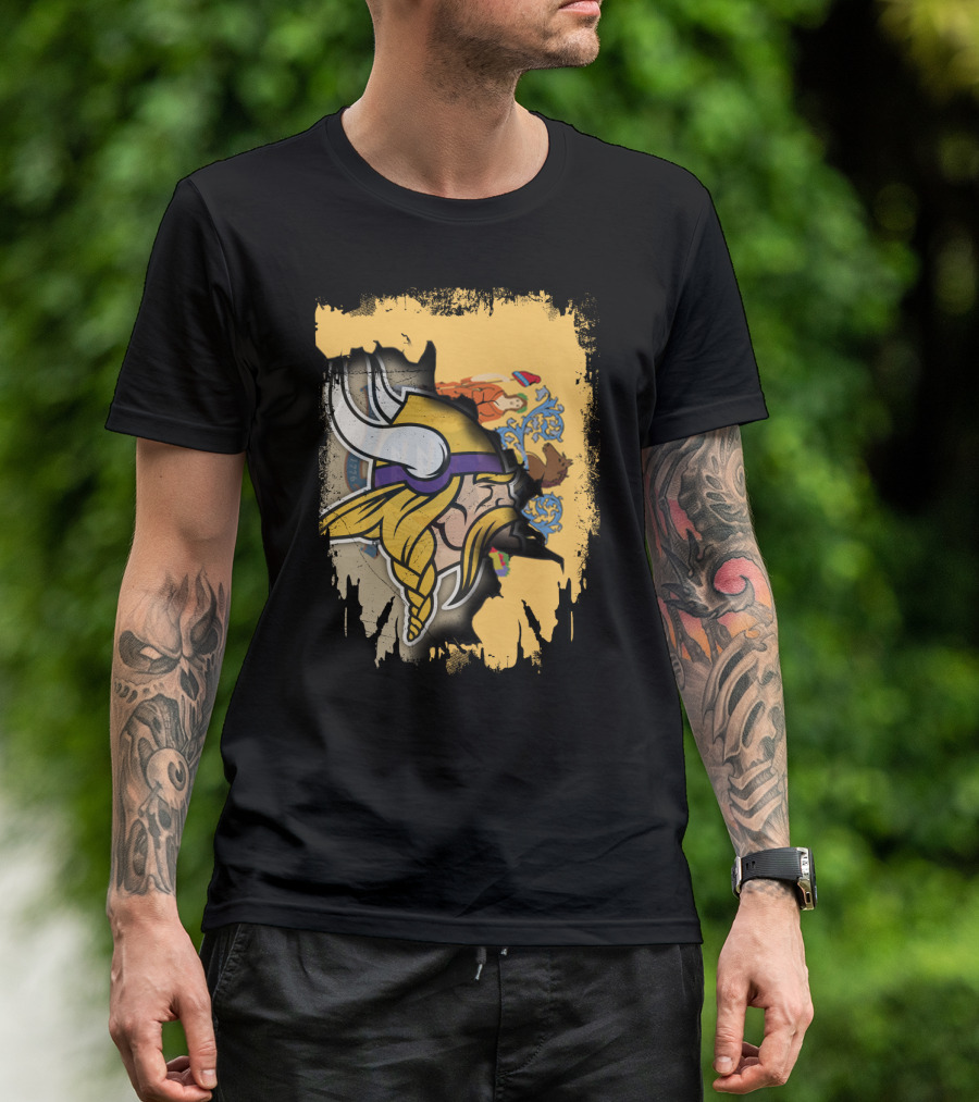 New Jersey State Emblem Merged With Vikings T-Shirt