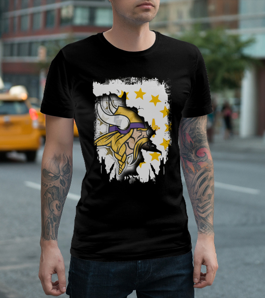 Rhode Island with Vikings and Stars T-Shirt
