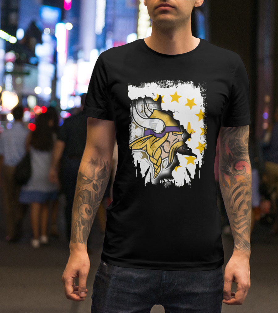 Rhode Island With Vikings And Stars T-Shirt