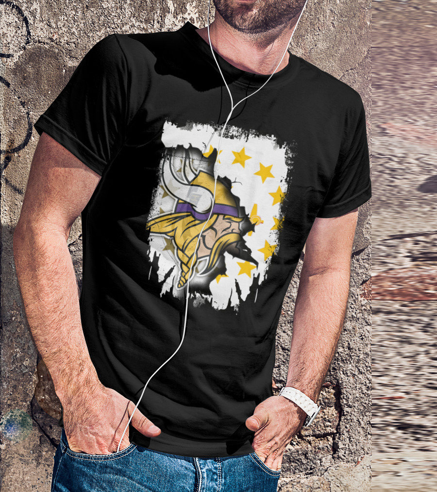 Rhode Island With Vikings And Stars T-Shirt