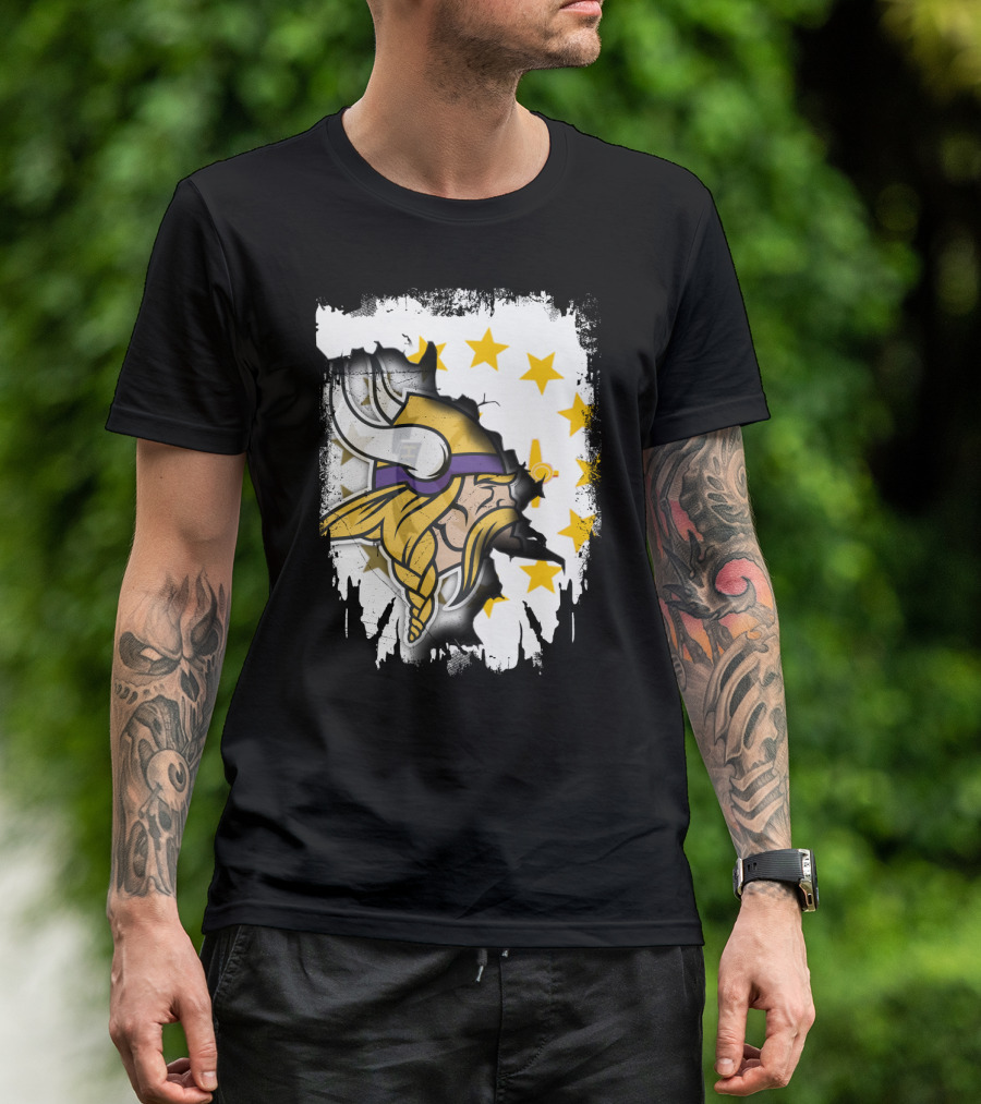 Rhode Island With Vikings And Stars T-Shirt