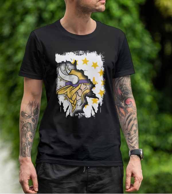 Rhode Island With Vikings And Stars T-Shirt