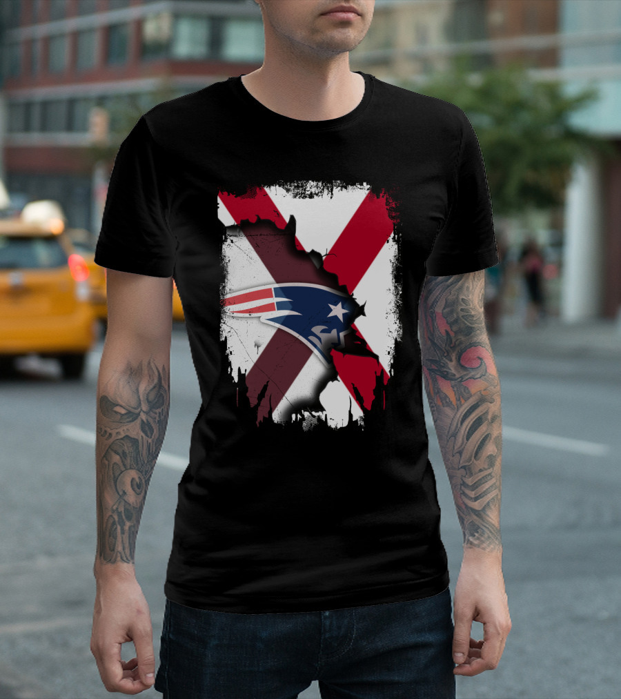 Alabama State Flag X Symbol with Patriots Logo Fusion T-Shirt