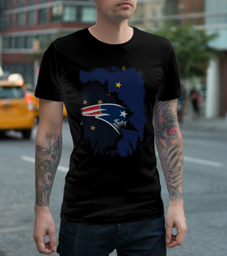 Together Alaska Map with New England Patriots Logo and Stars T-Shirt
