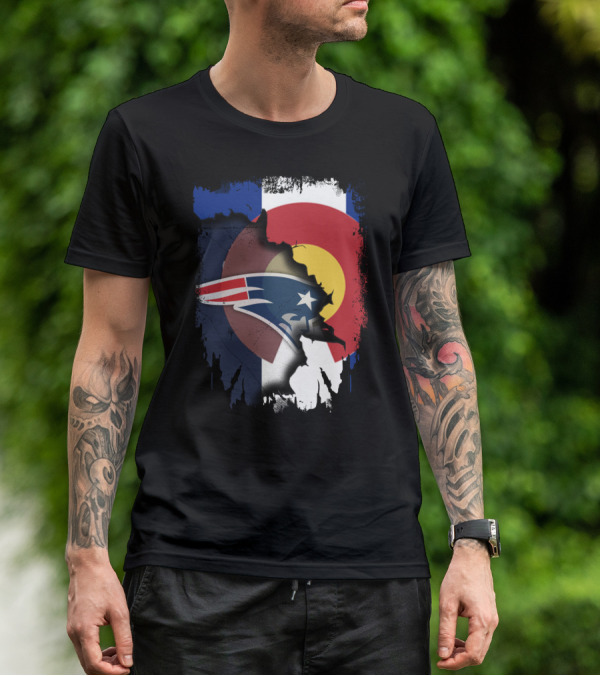 Together Colorado With Patriots Logo And Colorado Flag Fusion T-Shirt