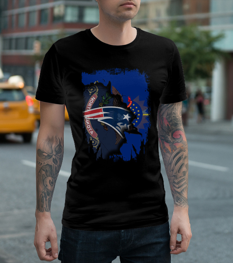 North Dakota State and Patriots Unity Emblem T-Shirt