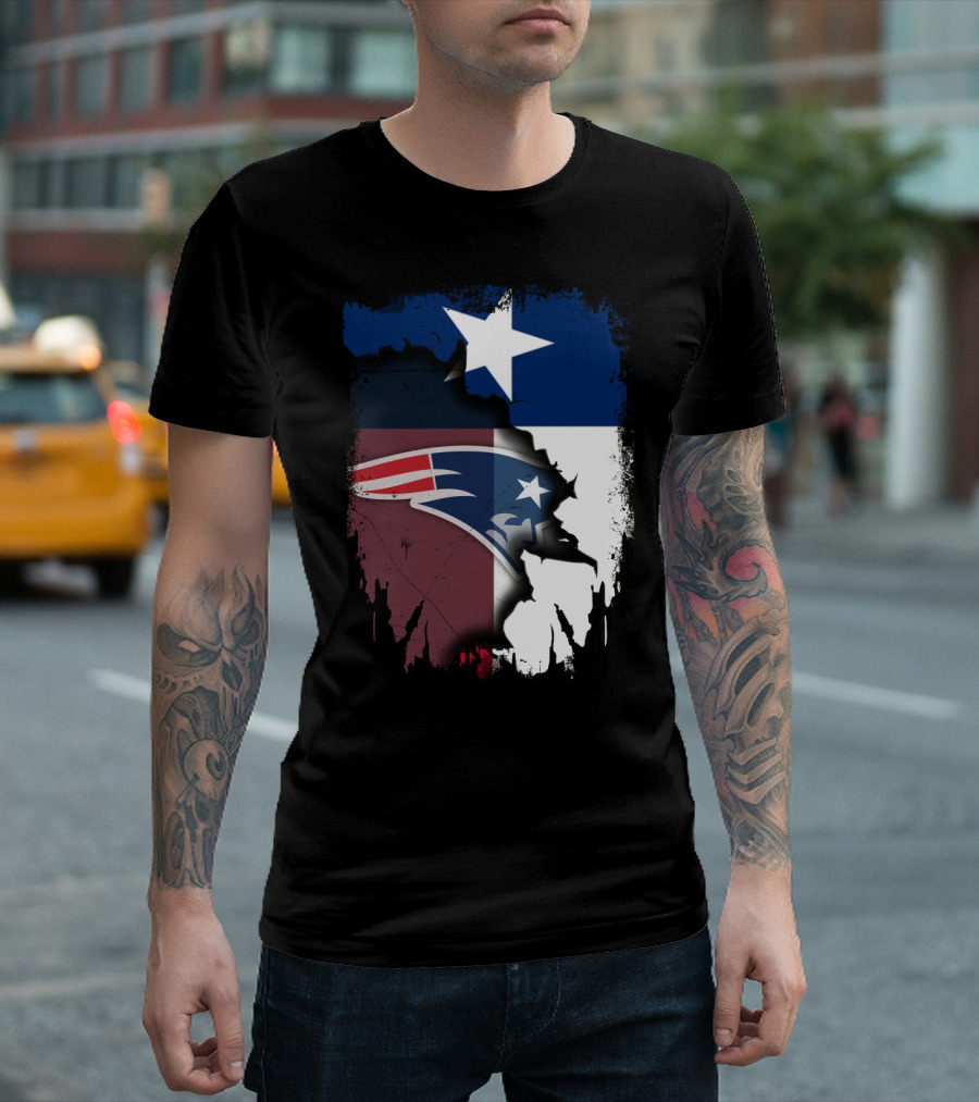 Together Texas With Patriots Star Flag and Football Motif T-Shirt