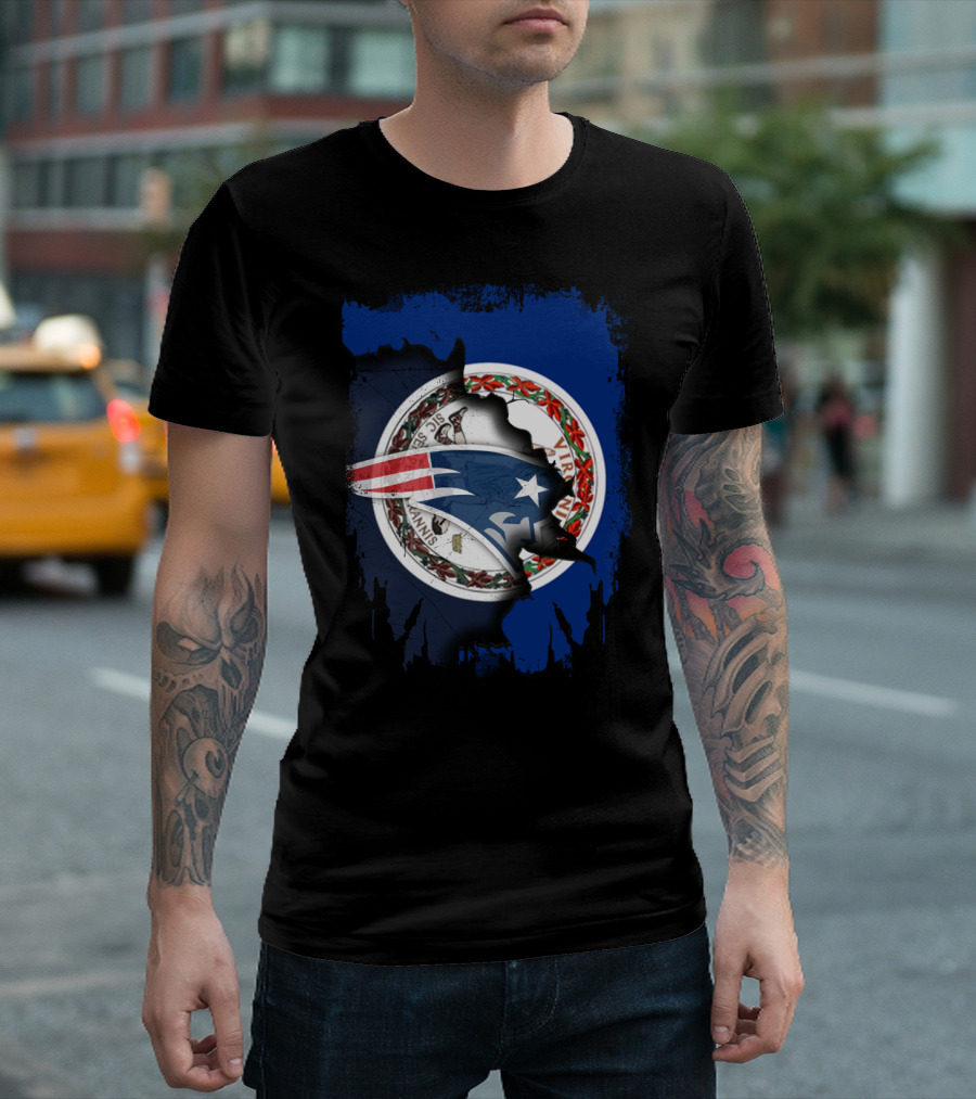 Virginia State Seal with Patriots Football Symbol Together T-Shirt