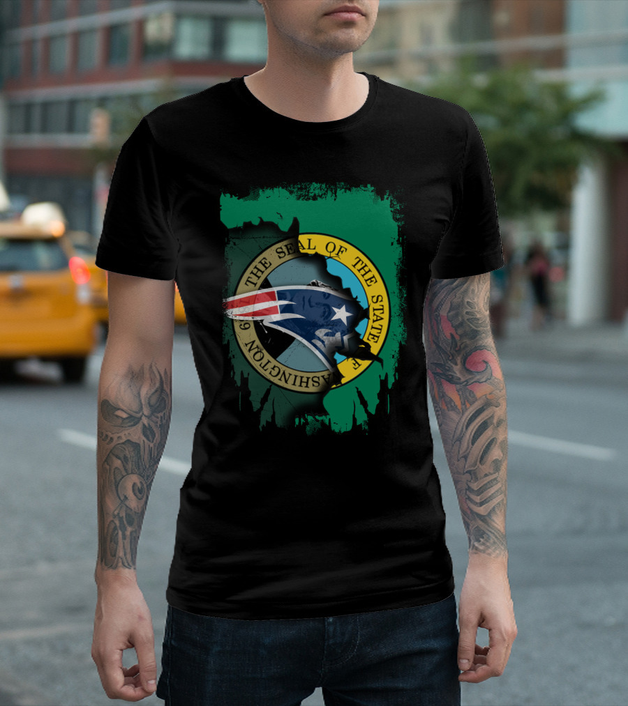 The Seal of the State of Washington with Patriots Logo Fusion T-Shirt