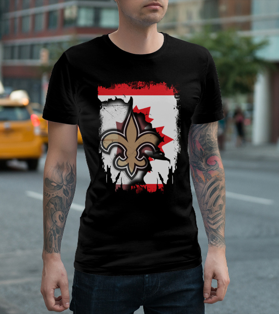 Canada Saints Maple Leaf Burst Fleur-de-lis T-Shirt
