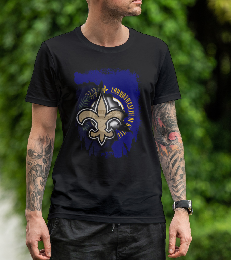 Commonwealth Of Kentucky With Saints Fleur-De-Lis Emblem T-Shirt
