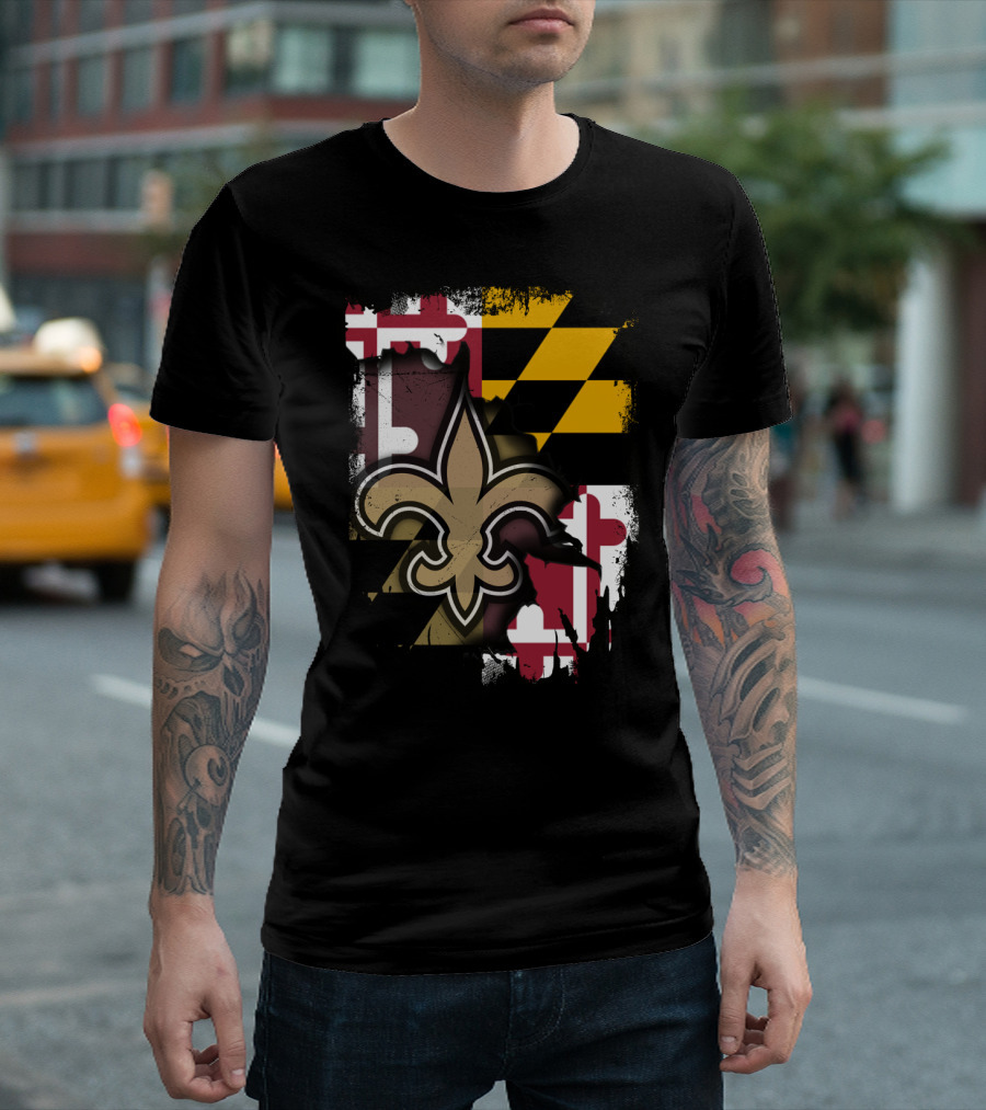 Maryland Emblem With Saints Fleur-de-lis T-Shirt