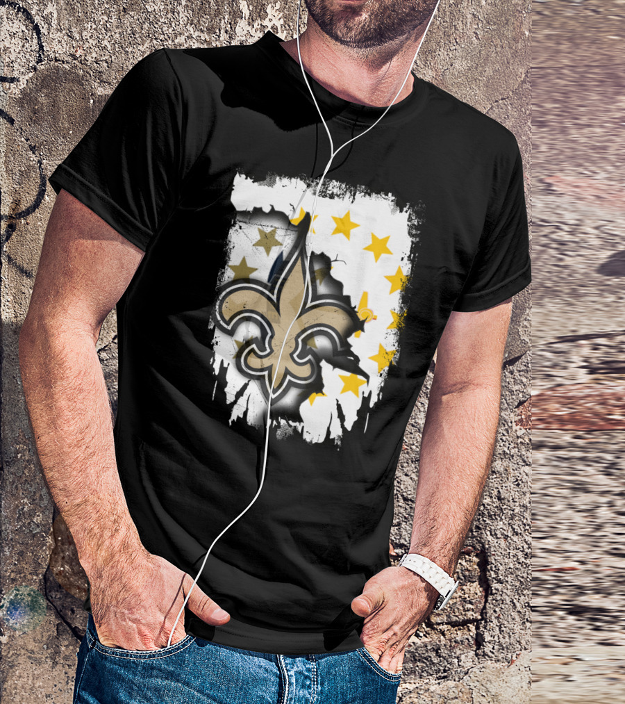 Together Rhode Island With Saints Fleur-De-Lis Stars T-Shirt