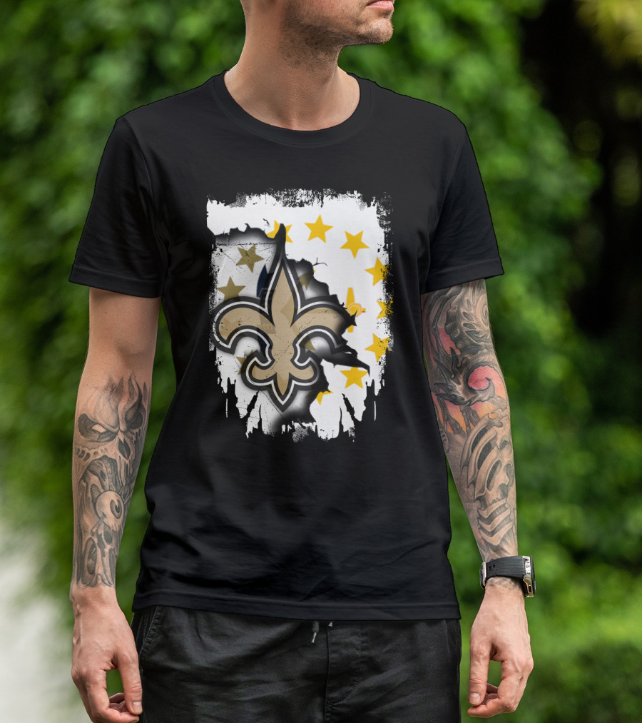 Together Rhode Island With Saints Fleur-De-Lis Stars T-Shirt