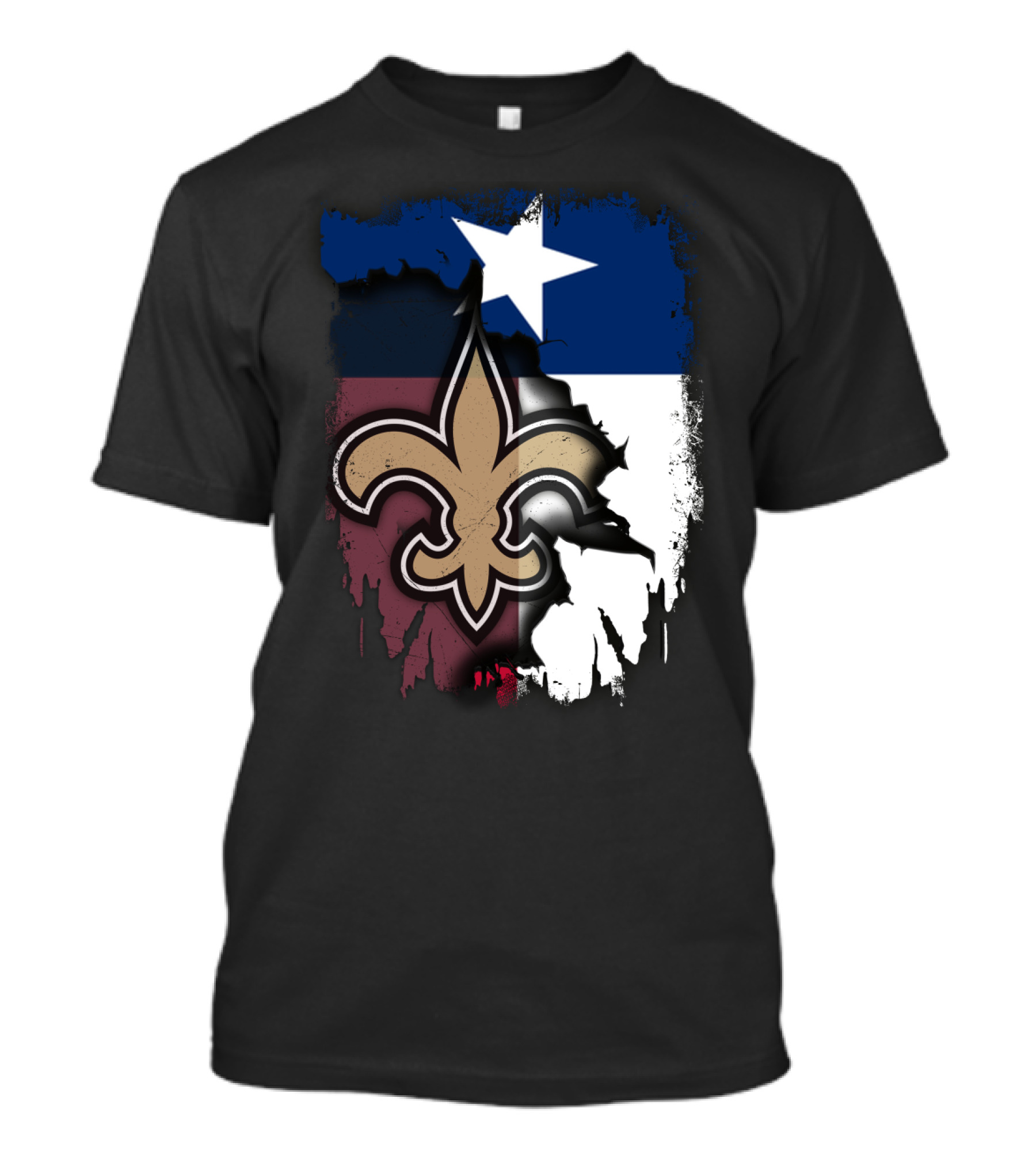 Texas Flag Background With New Orleans Saints Fleur-de-lis T-Shirt