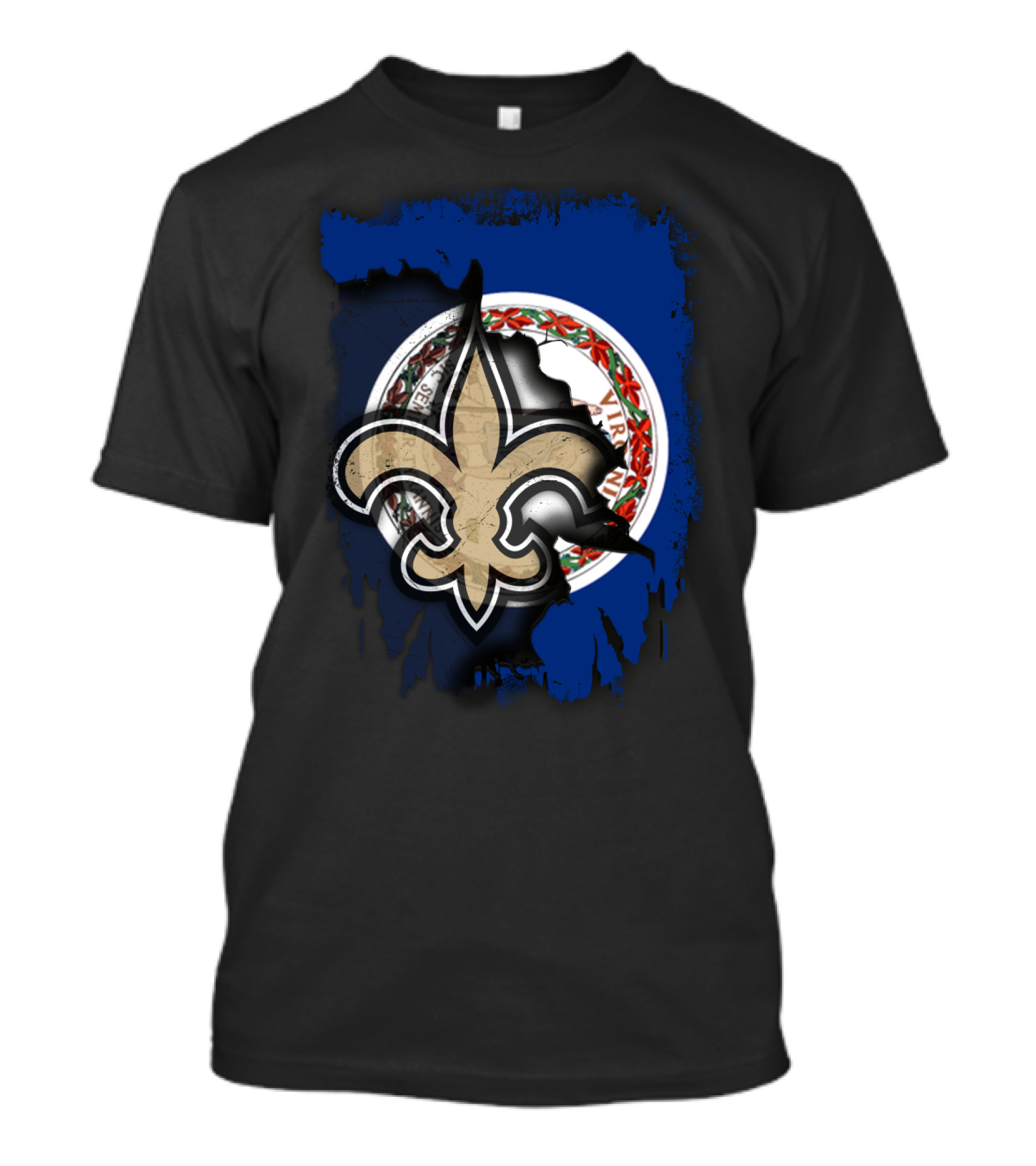 Virginia Seal And New Orleans Saints Fleur-de-Lis Together T-Shirt