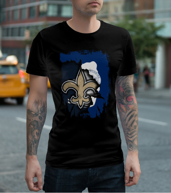 Wyoming New Orleans Saints Fleur-de-Lis Logo Fusion T-Shirt