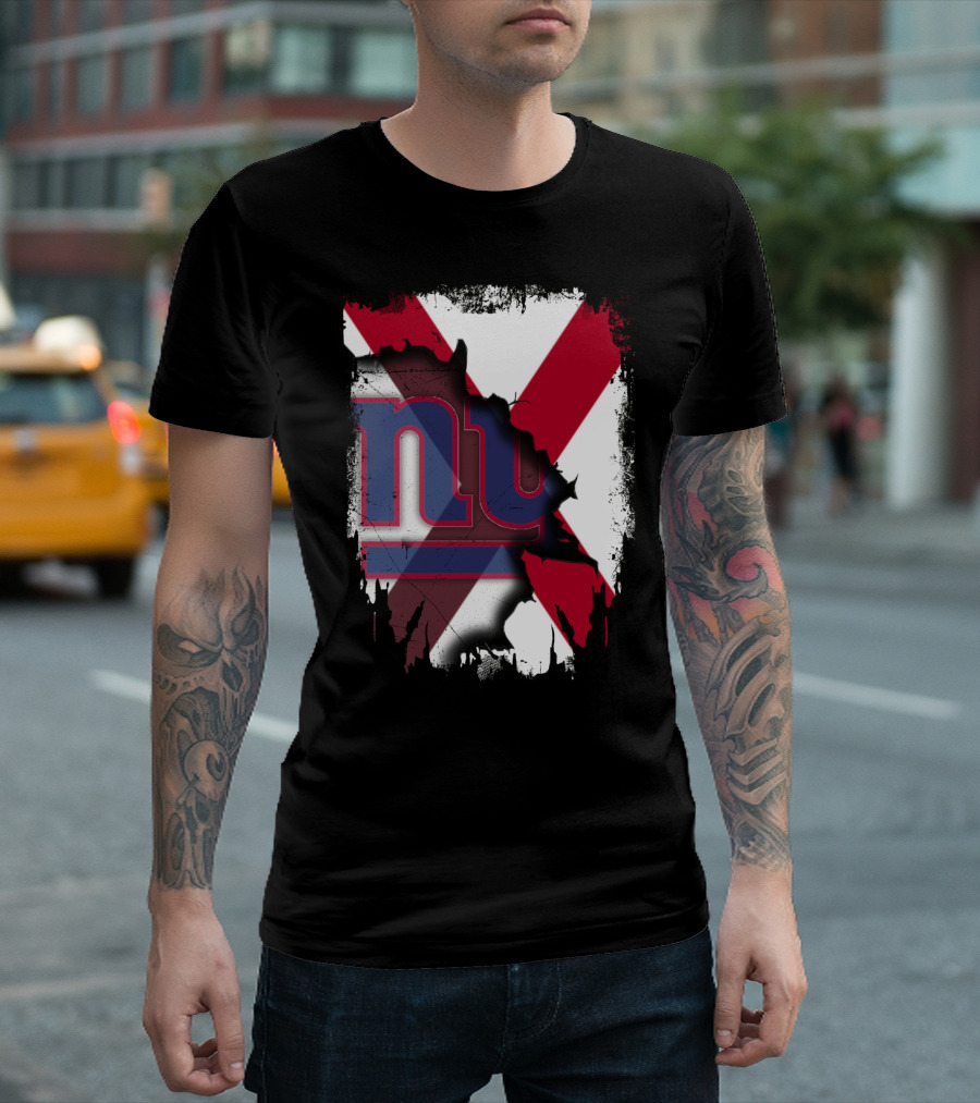 Alabama State Flag Torn To Reveal Giants NY T-Shirt