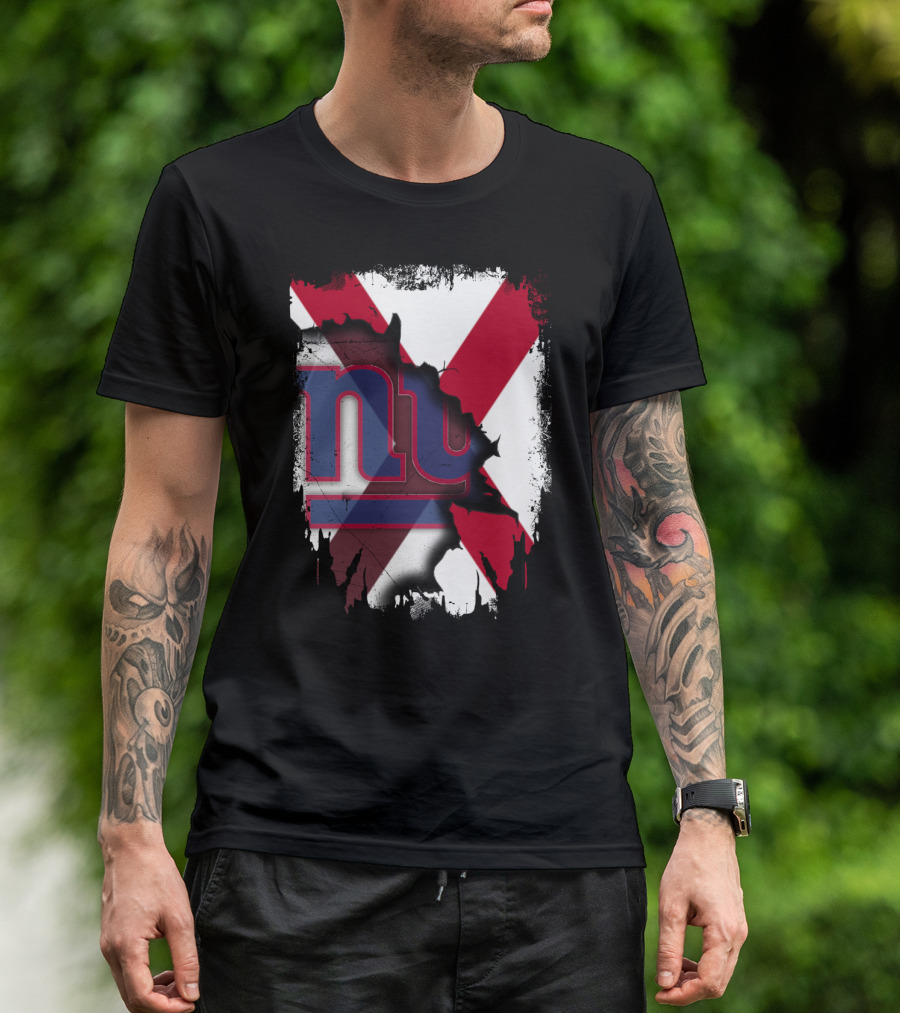 Alabama State Flag Torn To Reveal Giants NY T-Shirt